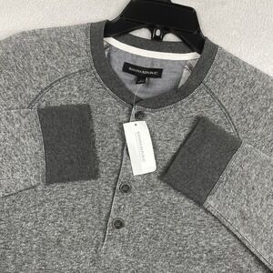 New Banana Republic Henley Shirt Mens Large Heather Gray Long Sleeve Preppy NWT